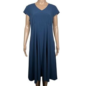 Exofficio Women’s Dress Cadet Blue Size 14 V-Neck Midi Length